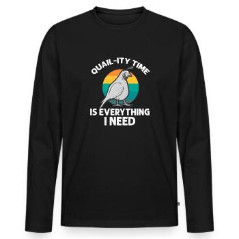 Cadeau d’amoureux des oiseaux de caille - T-shirt manches longues Premium bio Homme - noir - Devant - Nico (187cm)