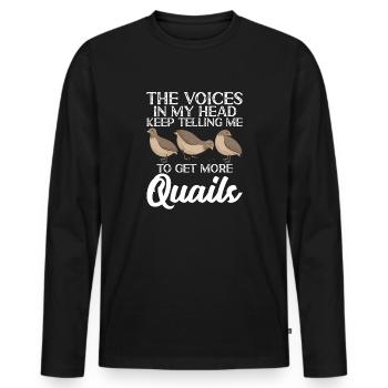 Cadeau d’amoureux des oiseaux de caille - T-shirt manches longues Premium bio Homme - noir - Devant - Nico (187cm)