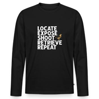 Cadeau d’amoureux des oiseaux de caille - T-shirt manches longues Premium bio Homme - noir - Devant - Nico (187cm)