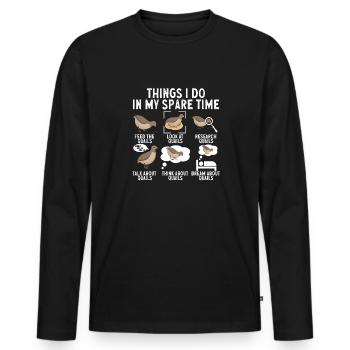 Cadeau d’amoureux des oiseaux de caille - T-shirt manches longues Premium bio Homme - noir - Devant - Nico (187cm)