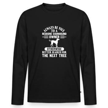 Redbone Coonhound Dog Gift - Men's Premium Organic Long Sleeve Shirt - black - Front - Nico (187cm)
