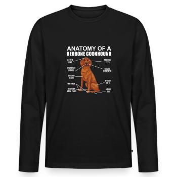 Redbone Coonhound Dog Gift - Men's Premium Organic Long Sleeve Shirt - black - Front - Nico (187cm)