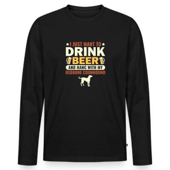 Redbone Coonhound Dog Gift - Men's Premium Organic Long Sleeve Shirt - black - Front - Nico (187cm)