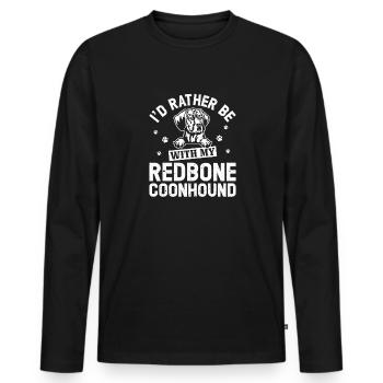 Redbone Coonhound Dog Gift - Men's Premium Organic Long Sleeve Shirt - black - Front - Nico (187cm)