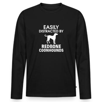 Redbone Coonhound Dog Gift - Men's Premium Organic Long Sleeve Shirt - black - Front - Nico (187cm)