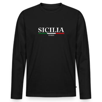 Sicily flag Sicily Palermo Italy - Men's Premium Organic Long Sleeve Shirt - black - Front - Nico (187cm)