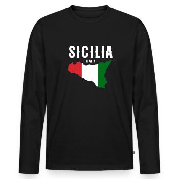 Sicily flag Sicily Palermo Italy - Men's Premium Organic Long Sleeve Shirt - black - Front - Nico (187cm)