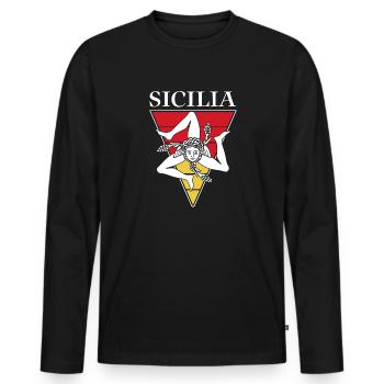 Sicily flag Sicily Palermo Italy - Men's Premium Organic Long Sleeve Shirt - black - Front - Nico (187cm)