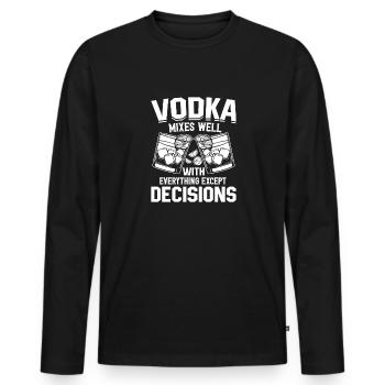 L’alcool est une solution - la vodka pour les amateurs de boisson - T-shirt manches longues Premium bio Homme - noir - Devant - Nico (187cm)