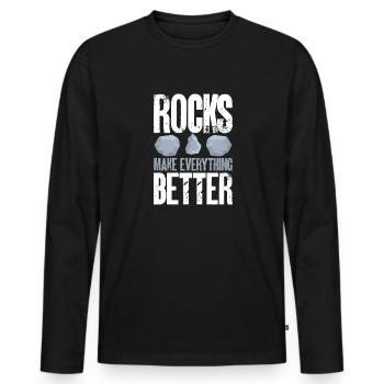 Rockhound Geology Collectionneur de pierres de collecte de roches - T-shirt manches longues Premium bio Homme - noir - Devant - Nico (187cm)