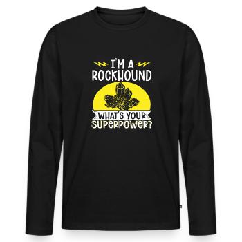 Rockhound Geology Collectionneur de pierres de collecte de roches - T-shirt manches longues Premium bio Homme - noir - Devant - Nico (187cm)