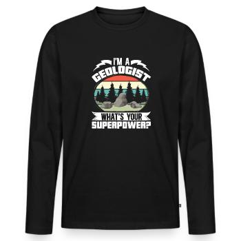 Rockhound Geology Collectionneur de pierres de collecte de roches - T-shirt manches longues Premium bio Homme - noir - Devant - Nico (187cm)
