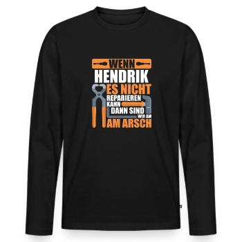 Vorname Hendrik Name Geburtstag Geschenk - Männer Premium Bio Langarmshirt - Schwarz - Vorne - Nico (187cm)