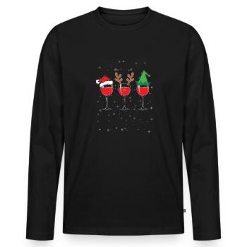 Wine Lovers Noël Chapeau de Noël Tenue Noël - T-shirt manches longues Premium bio Homme - noir - Devant - Nico (187cm)