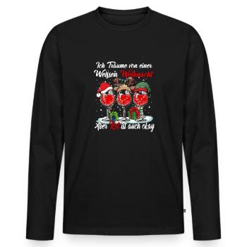 I dream of a white Christmas but red is - Men's Premium Organic Long Sleeve Shirt - black - Front - Nico (187cm)