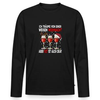 I dream of a white Christmas but red is - Men's Premium Organic Long Sleeve Shirt - black - Front - Nico (187cm)