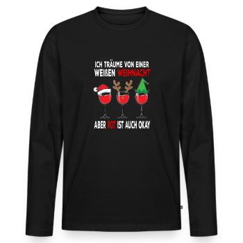 I dream of a white Christmas but red is - Men's Premium Organic Long Sleeve Shirt - black - Front - Nico (187cm)