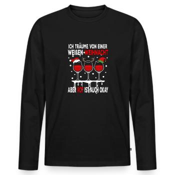I dream of a white Christmas but red is - Men's Premium Organic Long Sleeve Shirt - black - Front - Nico (187cm)