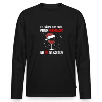 I dream of a white Christmas but red is - Men's Premium Organic Long Sleeve Shirt - black - Front - Nico (187cm)