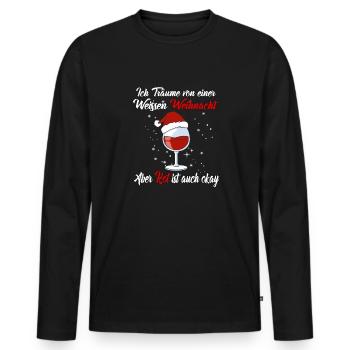 I dream of a white Christmas but red is - Men's Premium Organic Long Sleeve Shirt - black - Front - Nico (187cm)