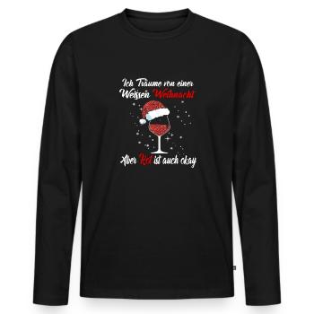 I dream of a white Christmas but red is - Men's Premium Organic Long Sleeve Shirt - black - Front - Nico (187cm)