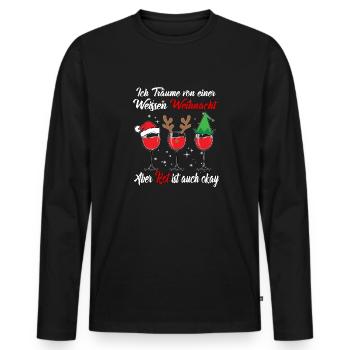I dream of a white Christmas but red is - Men's Premium Organic Long Sleeve Shirt - black - Front - Nico (187cm)