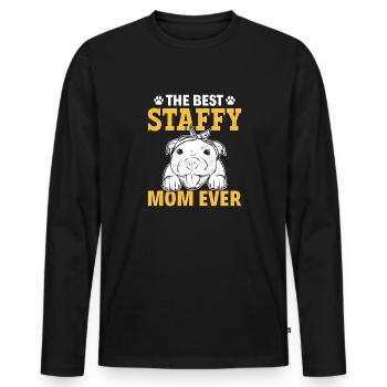American Staffordshire Bull Terrier Staffy Hund - Männer Premium Bio Langarmshirt - Schwarz - Vorne - Nico (187cm)
