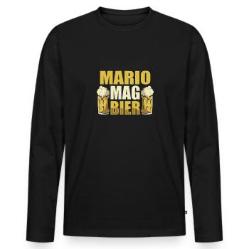 Mario mag Bier Name Geburtstag - Männer Premium Bio Langarmshirt - Schwarz - Vorne - Nico (187cm)