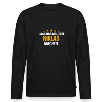Lass das mal den Niklas machen Name - Männer Premium Bio Langarmshirt - Schwarz - Vorne - Nico (187cm)