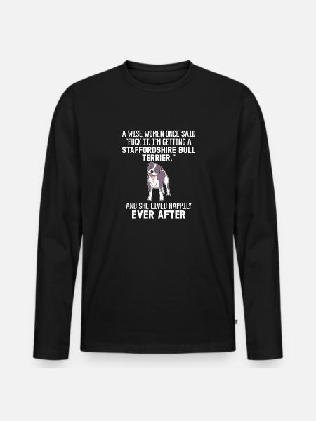 American Staffordshire Bull Terrier Staffy Dog - Men's Premium Organic Long Sleeve Shirt - black