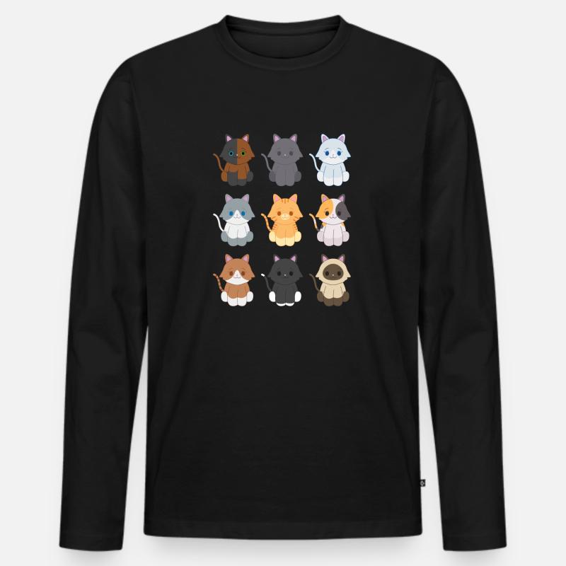 9 kleine Kätzchen - Männer Premium Bio Langarmshirt - Schwarz