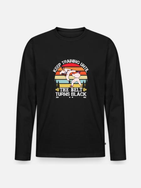Keep exercising until your belt - Men's Premium Organic Long Sleeve Shirt - black