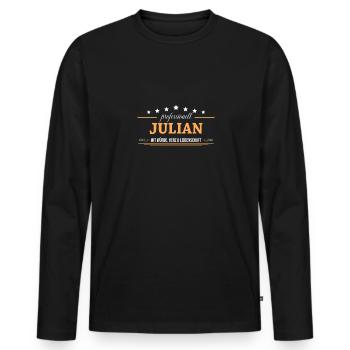 Professionell Julian Name Vorname - Männer Premium Bio Langarmshirt - Schwarz - Vorne - Nico (187cm)