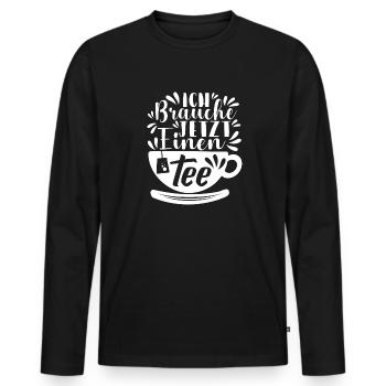 Lustiges gemütlich Bio Tee Trinker Spruch design - Männer Premium Bio Langarmshirt - Schwarz - Vorne - Nico (187cm)