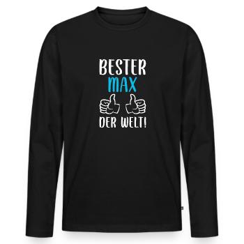 Max Vorname Name Geburtstag - Männer Premium Bio Langarmshirt - Schwarz - Vorne - Nico (187cm)