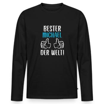 Michael Vorname Name Geburtstag - Männer Premium Bio Langarmshirt - Schwarz - Vorne - Nico (187cm)