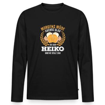 Heiko Vorname Name Geburtstag Bier saufen - Männer Premium Bio Langarmshirt - Schwarz - Vorne - Nico (187cm)