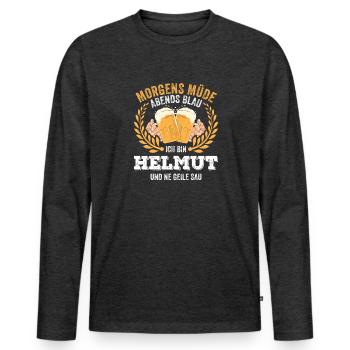 Helmut Vorname Name Geburtstag Bier saufen - Männer Premium Bio Langarmshirt - Anthrazit meliert - Vorne - Nico (187cm)