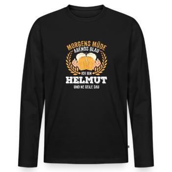 Helmut Vorname Name Geburtstag Bier saufen - Männer Premium Bio Langarmshirt - Schwarz - Vorne - Nico (187cm)