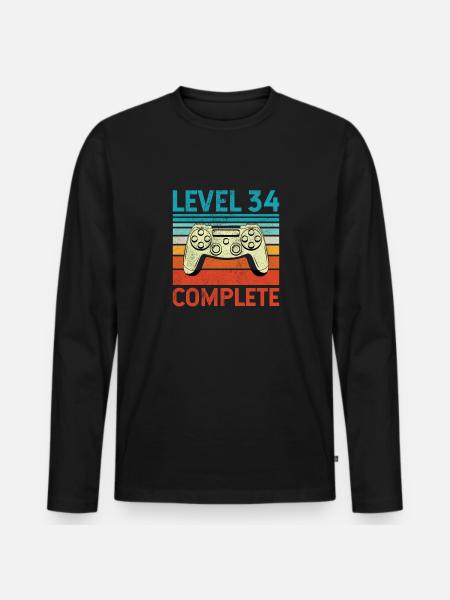 Level 34 Complete - Männer Premium Bio Langarmshirt - Schwarz