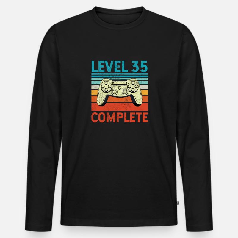 Level 35 Complete - Männer Premium Bio Langarmshirt - Schwarz