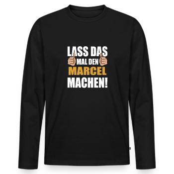 Lass das mal den xxx machen - Männer Premium Bio Langarmshirt - Schwarz - Vorne - Nico (187cm)