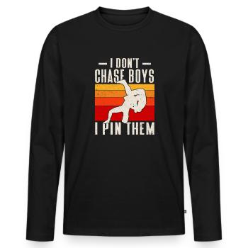 Lutte Lutte Cadeau de lutteur lutteur - T-shirt manches longues Premium bio Homme - noir - Devant - Nico (187cm)