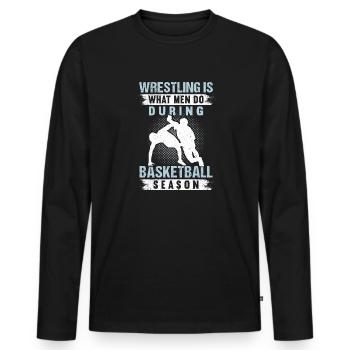 Lutte Lutte Lutteur Lutteur Cadeau de lutteur - T-shirt manches longues Premium bio Homme - noir - Devant - Nico (187cm)
