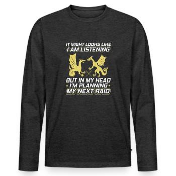 It may look like I'm - Men's Premium Organic Long Sleeve Shirt - heather anthracite - Front - Nico (187cm)