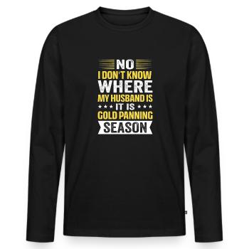 Orpaillage de l’or Prospecteurs d’or Chercheurs d’or - T-shirt manches longues Premium bio Homme - noir - Devant - Nico (187cm)