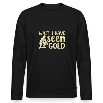 Orpaillage de l’or Prospecteurs d’or Chercheurs d’or - T-shirt manches longues Premium bio Homme - noir - Devant - Nico (187cm)