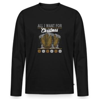 Alles was ich für Weihnachten Brauche ist BIER - Männer Premium Bio Langarmshirt - Schwarz - Vorne - Nico (187cm)