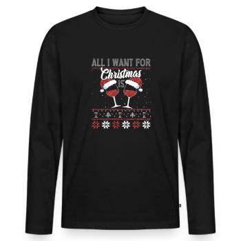 Alles was ich für Weihnachten Brauche ist WEIN - Männer Premium Bio Langarmshirt - Schwarz - Vorne - Nico (187cm)