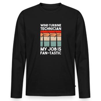 Wind turbine technician wind farm wind power - Men's Premium Organic Long Sleeve Shirt - black - Front - Nico (187cm)